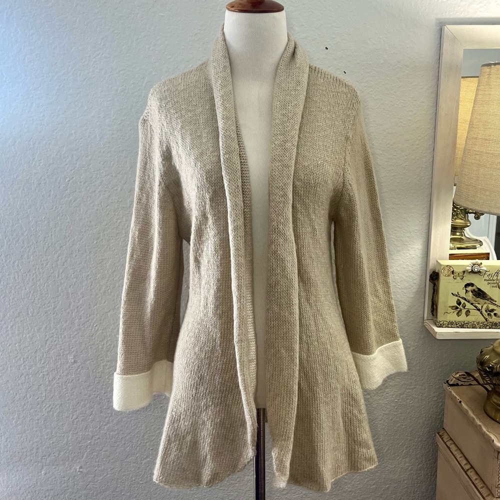 Wooden Ships Wool Mohair Blend Open Cardigan Sweater Medium Large Women